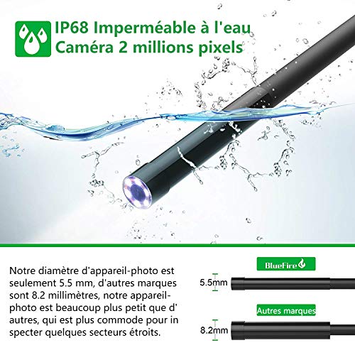 Bluefire 1080HD Wifi Inspektion Endoskopkamera mit 1800 Mah Akku für iOS, iPhone, Android, Tablet (5m) EU – Bild 7
