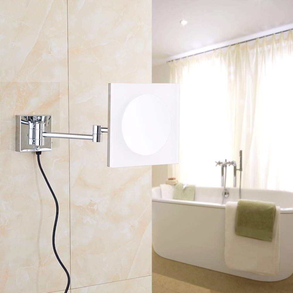 Espejos de Maquillaje de tocador de Montaje en Pared Marco de acrílico de Aumento Espejos de Pared cosméticos de Afeitado de baño de Hotel con Enchufe (Size : 5X)