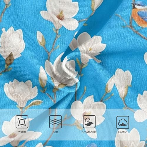 Toddler Panties, White Flowers Blue Cotton Underwear for Girls, 2T–8 Years3