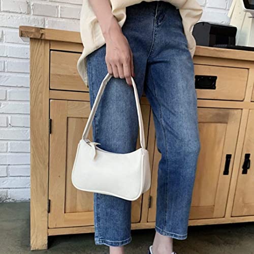Women Shoulder Bag Retro PU Leather Lady Bag Women Handbag Fashion Underarm Bag Women Armpit Handbags White3
