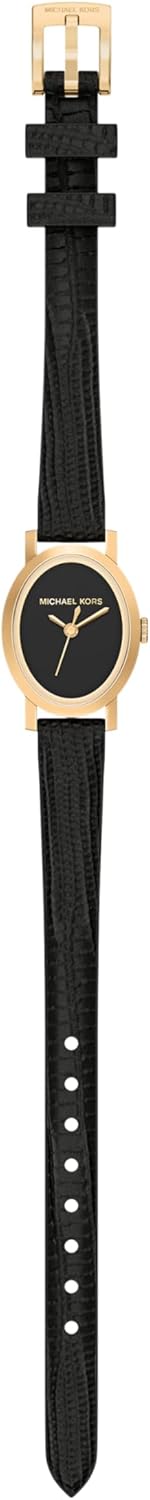 Michael Kors Women's Maude Three-Hand Black Leather Watch (Model: MK7585)
