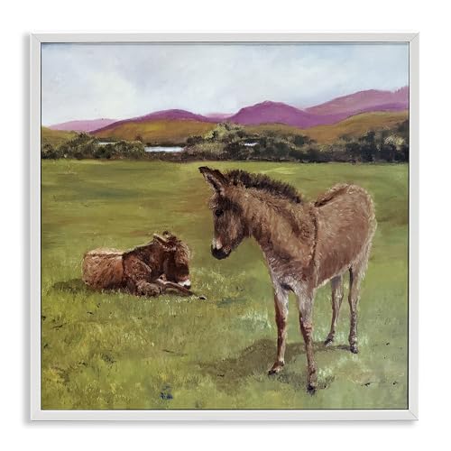 Giclée encadrée duo d'ânes pâturage noir Stupell tableau animalier