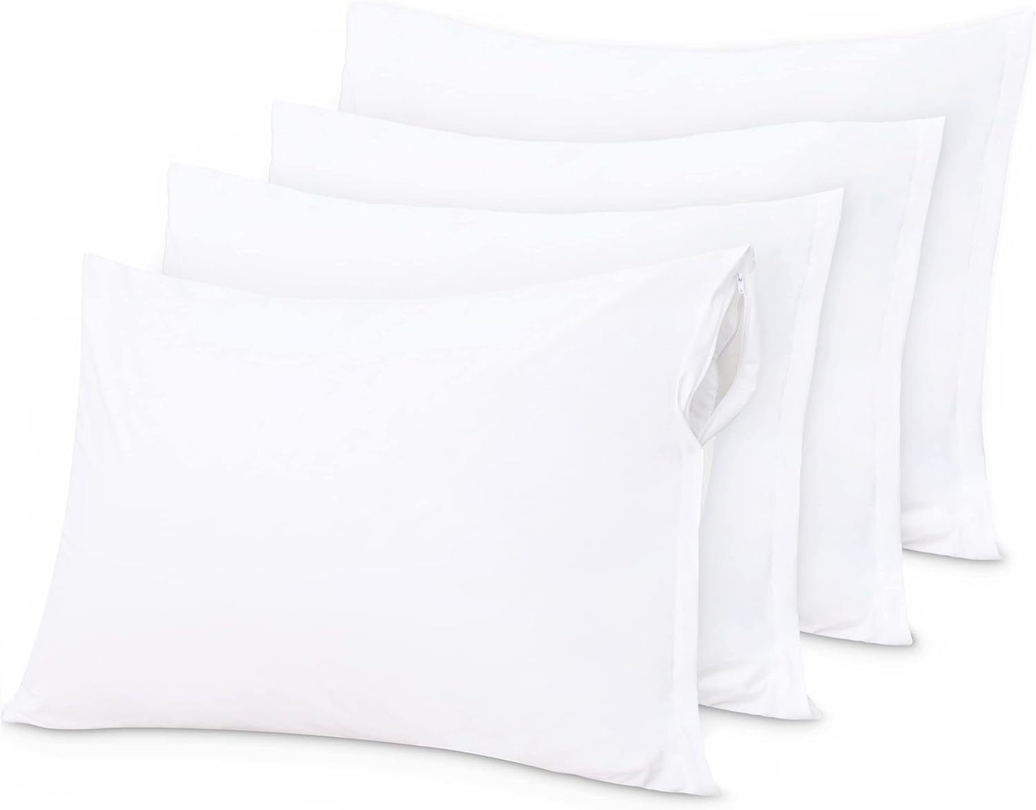NTBAY 4 Pack Zippered Waterproof Standard Pillow Protectors