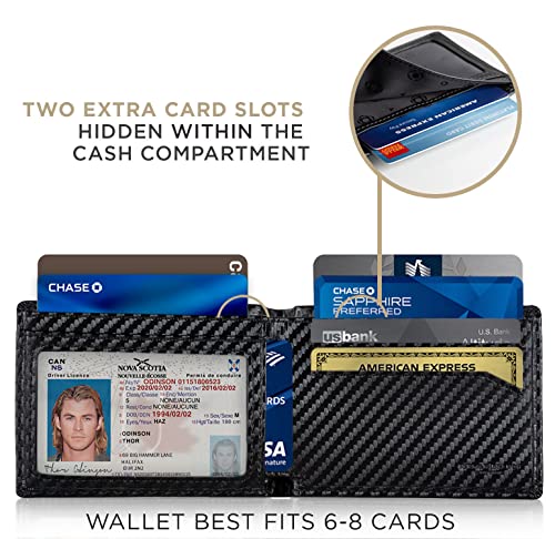 Image of SERMAN BRANDS Mens Slim Bifold Wallet RFID Blocking Minimalist Front Pocket Wallets for Men - Thin & Stylish, Modern Black Elite, Slim