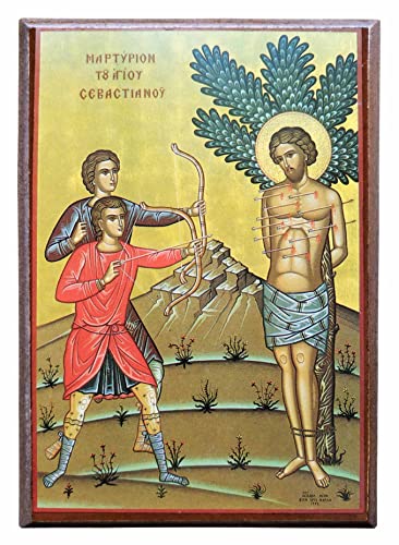 SAN SEBASTIÁN: EL MARTIRIO-Icono ortodoxo bizantino griego