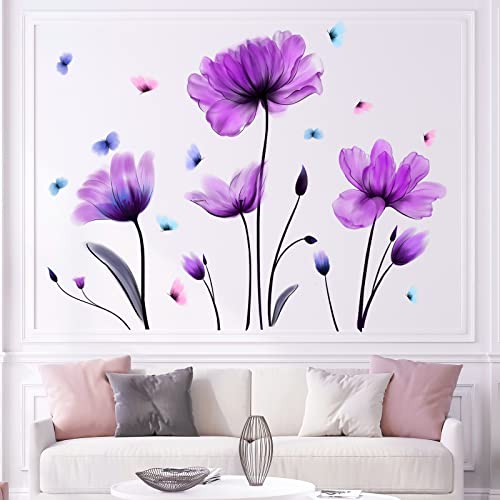 Vinilo Decorativo Flores Moradas Adhesivo Removible miniatura 1