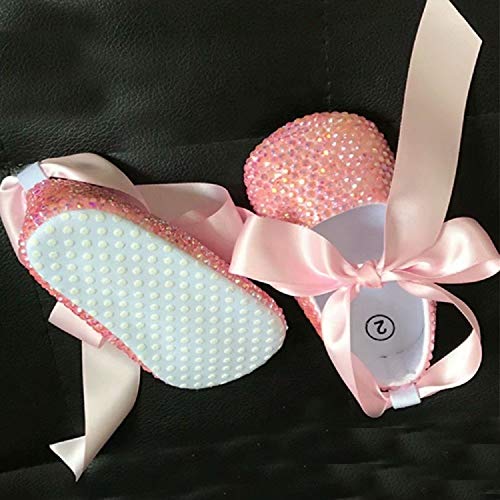 Pink Rhinestone Baby Girls Baptism Christening Shoes Bowknot Shiny Jelly Shoes Newborn Toddler First Step Shoes For Birthday Gift #TOP2