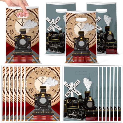 Haooryx Vintage Steam Train Party Favor Bags Retro Railroad Gift Wrap Decor