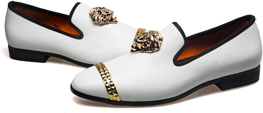 Meijiana Black Leather Loafers for Men - Breathable, Flexible Slip On Mens Shoes - Perfect Party, Wedding, Birthday Mens Dress Shoes - Comfortable Rubber Sole Shoes for Men