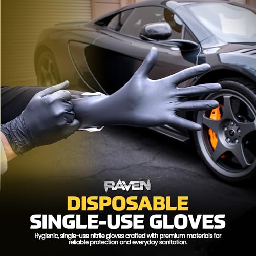 Image of Raven Powder Free Nitrile Disposable Gloves | 7 Mil | Latex Free, Chemical + Puncture Resistant, Single Use |