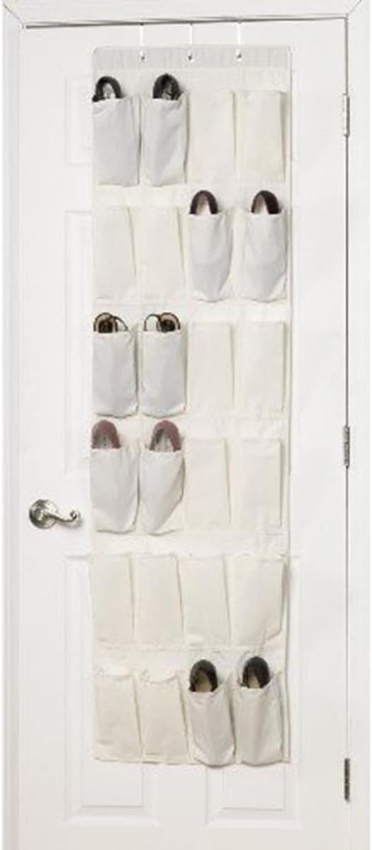 CHILDWEET 24pcs Hanging Shoe Organizer Practical Cloth Storage Bag for Keys Phones and Sundries Space-saving Wall-mounted for Tidy Homes White