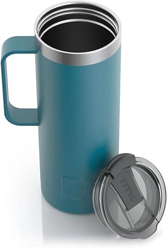 Miniatura 6 de RTIC Taza de viaje de café de 20 onzas con tapa y asa, tazas aisladas al vacío de acero inoxidable, a prueba de fugas, derrames, bebidas calientes y