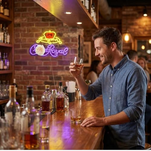 Image of Crown Neon Sign for Bar Wall Decor, Royal Beer Lights Sign with Dimmer Whiskey LED Sign,Whiskey LED Lights for Man Cave Bar Pub Store Party Club