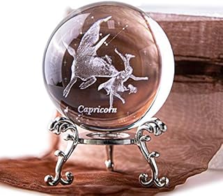 Crystal 3D Constellation Ball Crystal Paperweight Full Sphere Glass Fengshui With Sliver-Plated Flowering Stand(Leo)