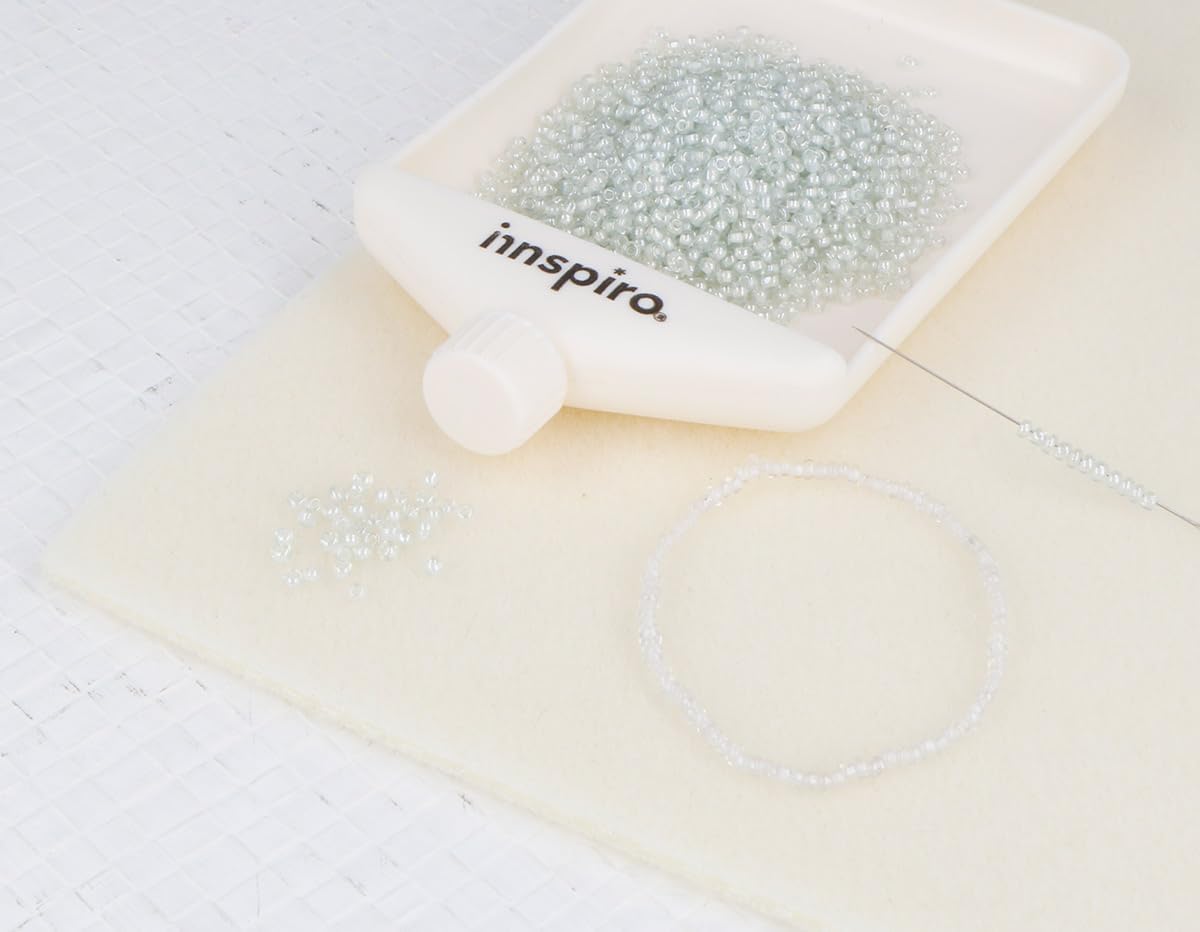 INNSPIRO Round Glass Bead White Inner Colour 2.3 mm 500 g Bag for Making Bracelets and Necklaces, Ideal for Crafts and Jewellery with Children. Seed Beads.