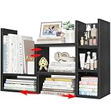 NUTIKAS Desk Shelves Desktop Orgnizer Shlef - Black Office Organization for Top of Desk Organizers and Accessories Corner Bookshelf Table Top Shelving Small Hutch Decorations for Office