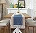 HomeyHo Heavy Rustic Table Runner with Fringe - Blue Linen Table Runner for Dining & Living Room - Boho Farmhouse Style - Washable - Wide 15 x 71 Inch