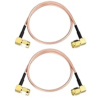 Vista 1 de Superbat Paquete de 2 extensiones de cable SMA, macho SMA a macho SMA macho conector de ángulo recto RG316 puente coaxial, 12 pulgadas