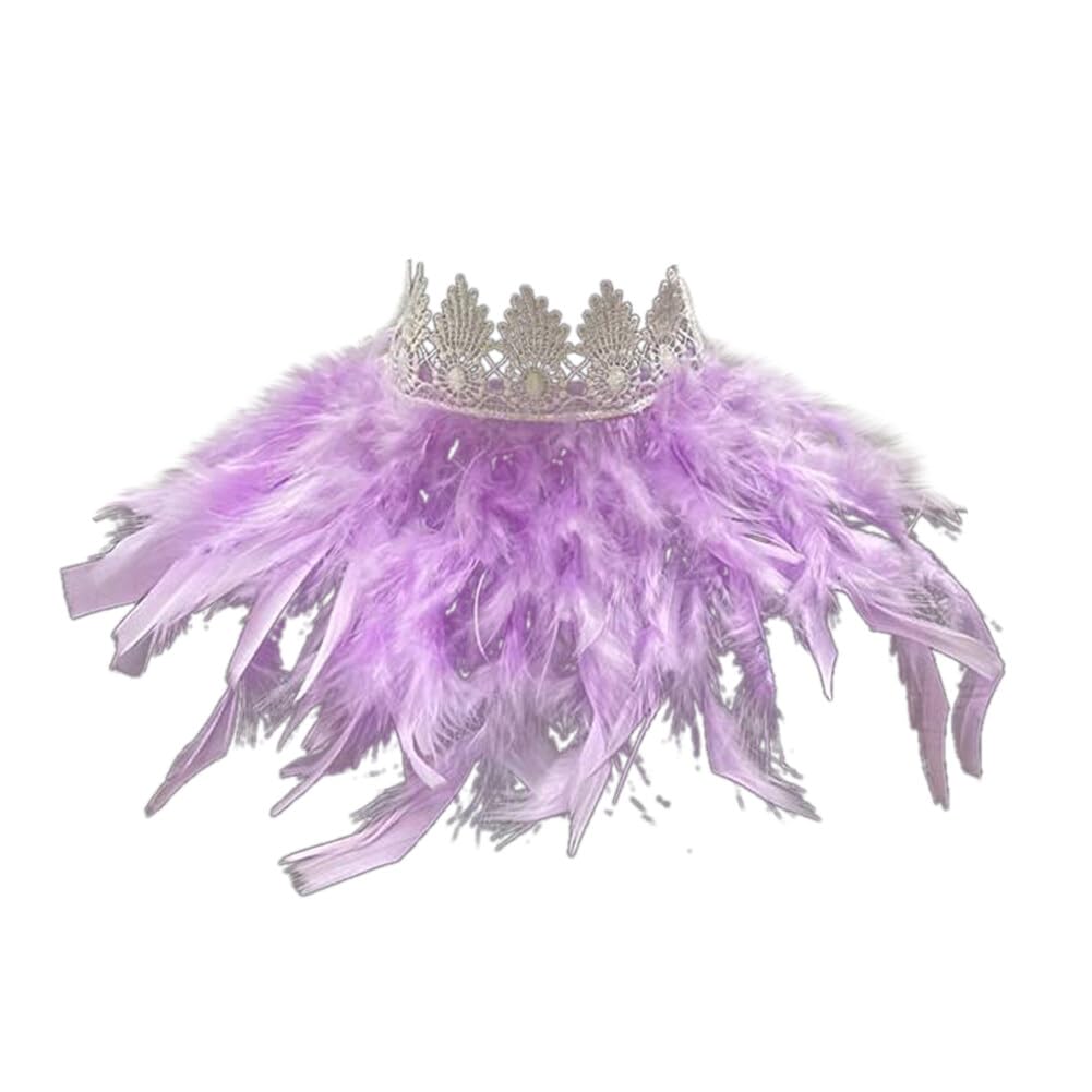 Uposao Feather Collar Shawl Feather Choker Cloak Natural Feather Collar Props For Cosplay Party Performance Model Walk Halloween Ball Feather Collar Shawl Props