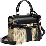 Kurava Woven Purse Crossbody,Straw Beach Bags for Women, Crossbody Shoulder Handbags Woven Bag for Summer Holiday (Black)