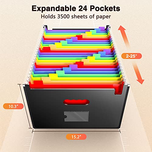 Ultra-Large Accordion File Organizer With Tabs & Stickers, Legal Size/Letter/A4 Paper 24 Pockets Expanding File Folder, Expandable Important Document Organizer Bill Receipt Paper Storage #TOP1