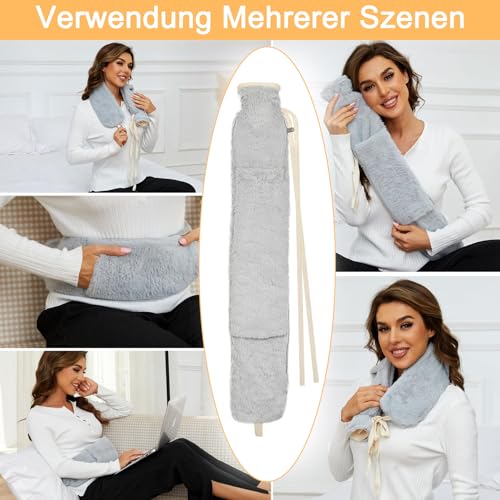 Bouillotte longue 2L avec housse douce et chauffe-mains intégré de 75 cm - 7