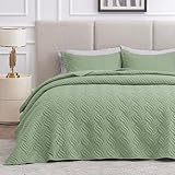 Love's cabin Juego de colchas para cama Queen color salvia, 2 fundas de