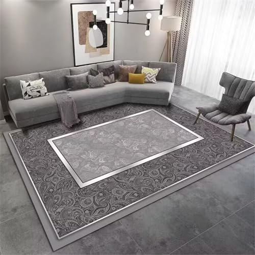 Tapis de chambre à coucher abstrait gris 70x140 cm lavable - 2