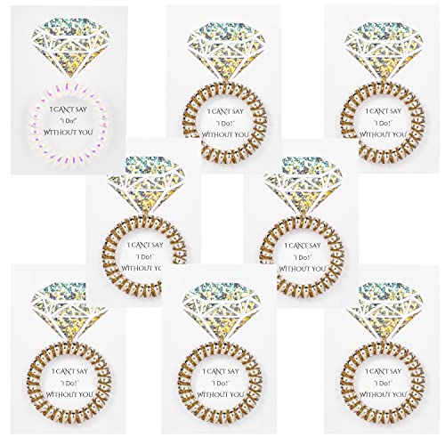 Deutrnew Bridesmaid Gifts Set Include 8 Pack Spiral Hair Ties With Laser Diamond Card For Bachelorette Party,Bridal Shower Wedding Favors Souvenirs Decorations. (Champagne) #TOP1