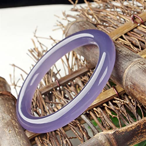 Calcédoine violette naturelle, bracelet agate jade véritable sculpté main taille 58-60