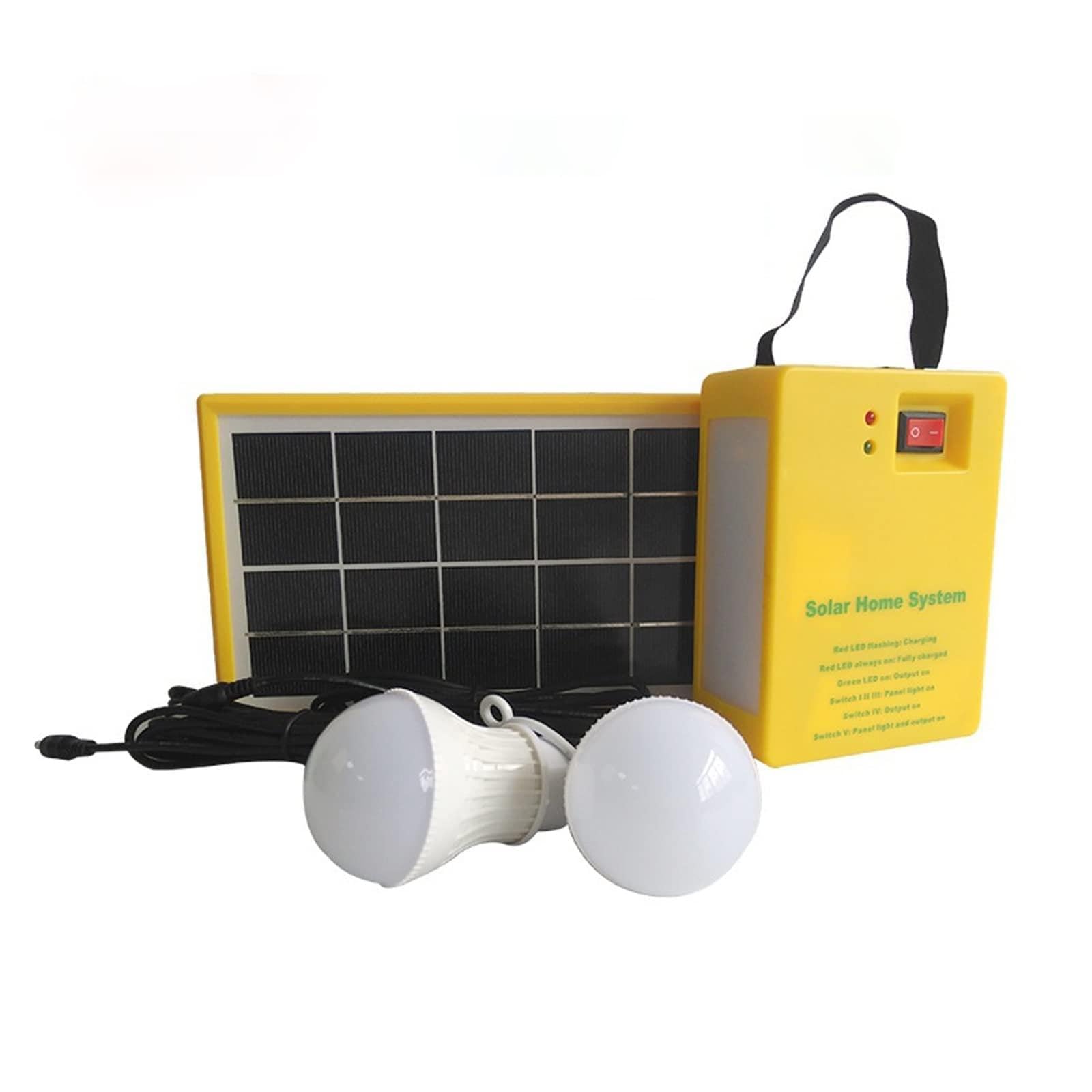 Kit panneau d'énergie solaire 3.5W avec 4 têtes de charge USB et lampe de secours