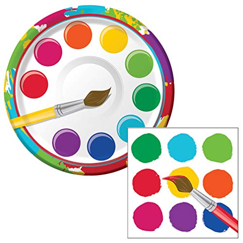 Painters Palette Art Party Dessert Plates & Napkins Party Kit for 8