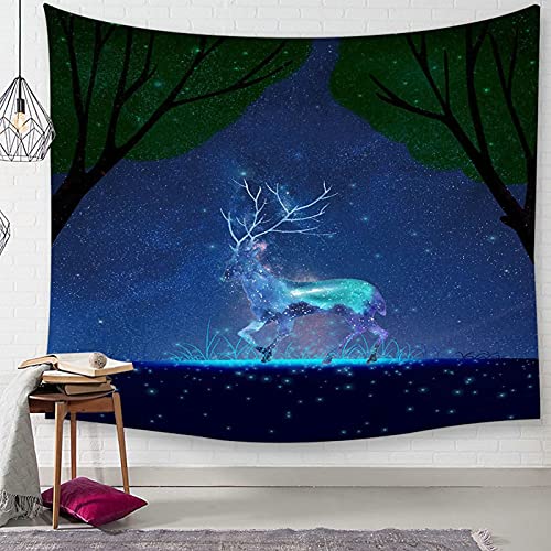 Tapiz de pared de poliéster resistente: decore su hogar con hojas de alce azul y verde 2