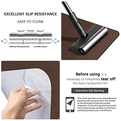 Office Hardwood Floor Chair Mat - Computer Chair Mat For Hardwood Floors, Pad For Hardwood And Tile Floors, Large Anti-Slip Home Desk Chair Mat, Easy Clean, Not For Carpets, 55" X 63" Brown #TOP1