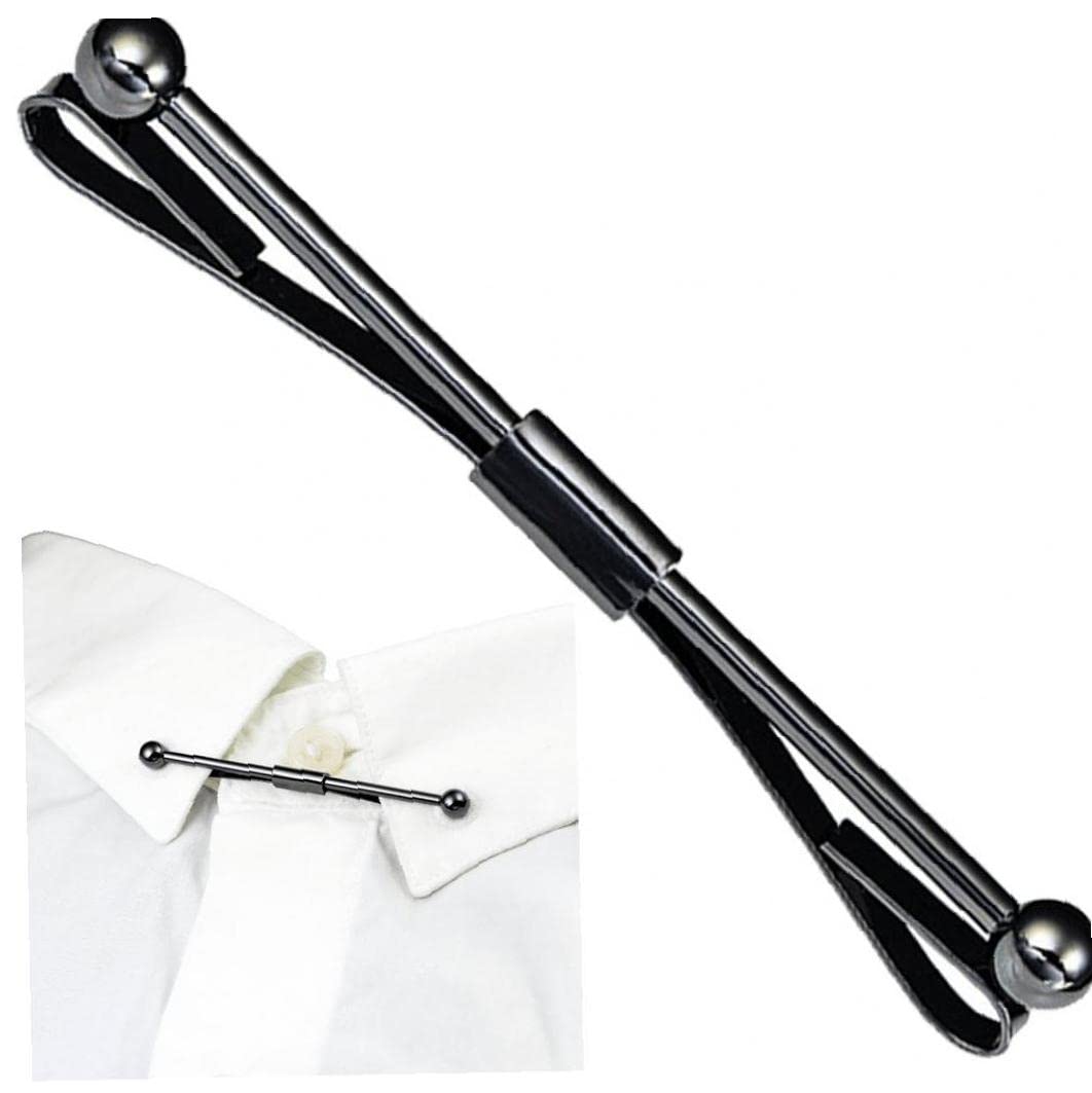 Luxylei Men's Black Classic Tie Collar Bar Pins Brooches For Shirts Metal Necktie Bar Pinch Clips Tie Pins For Business Wedding Gift