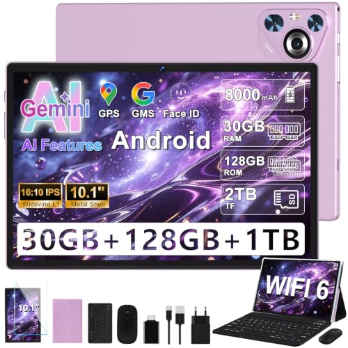 Tablet Android 30GB+128GB ROM, 10 Pollici, 8000mAh, BT5.0-Tonalità Cipria