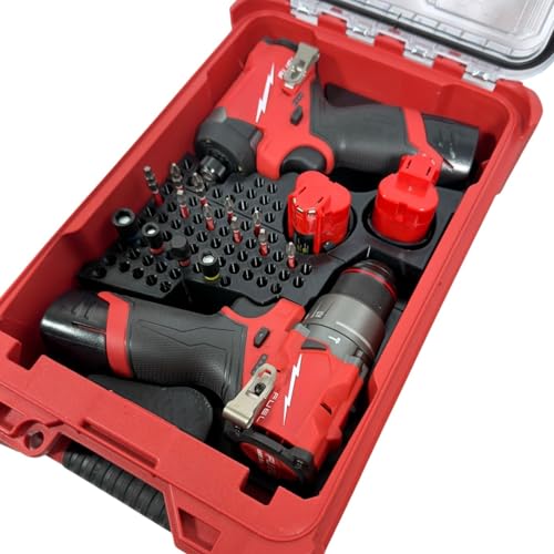 M12 Fuel Drill Driver (3404-20) and 1/4in Impact (3453-20) Insert Organizer Liner for Milwaukee Packout Compact Case 48-22-8435. Drill, Impact, M12 Battery, and Bit Storage Organizer - Thumbnail 7