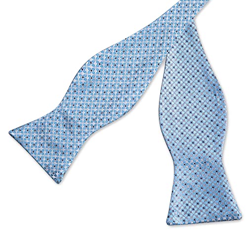 Image of DiBanGu Men Bow Tie Paisley Striped Self-Bow Tie for Men and Silk Woven Bowtie Pocket Square Cufflinks Wedding Party