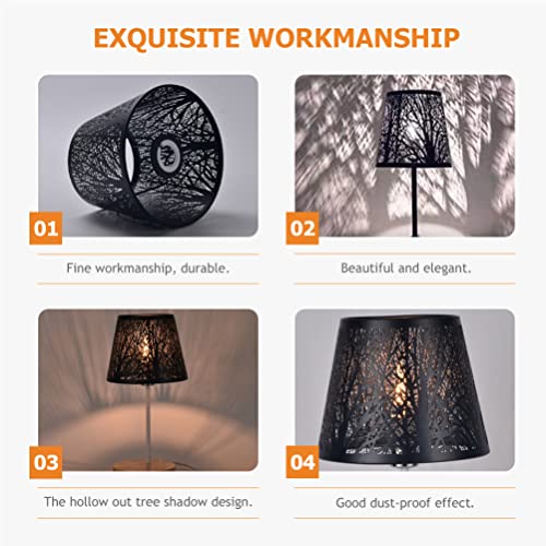 Sherchpry Lamp Shades E27 Hollow Tree Shadow Light Cover, Modern Lamp Shade, Replacement Metal Lampshade For Table Lamps And Floor Light, Black Lamp Shade #TOP1