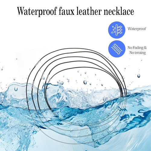 LIQWEI 6 Stück Leder Halskette, 1.5mm Lederkette Kette Lederband, Kunstleder Halskette Schwarz, Lederkette Mit Edelstahl Verschluss, für Armbänder Halsketten DIY Handwerk Männer Damen 6Größen