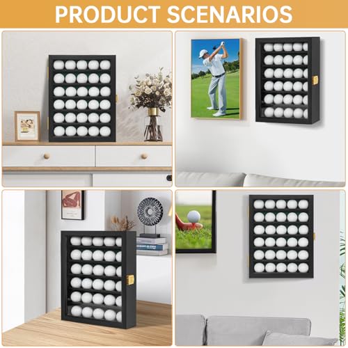 WELIDAY Golf Ball Display Case, Solid Wood Golf Ball Holder, Wall Mounted Golf Ball Rack with Acrylic Door for Golf Enthusiasts (Black, for 30 Golf Balls) - Image 5
