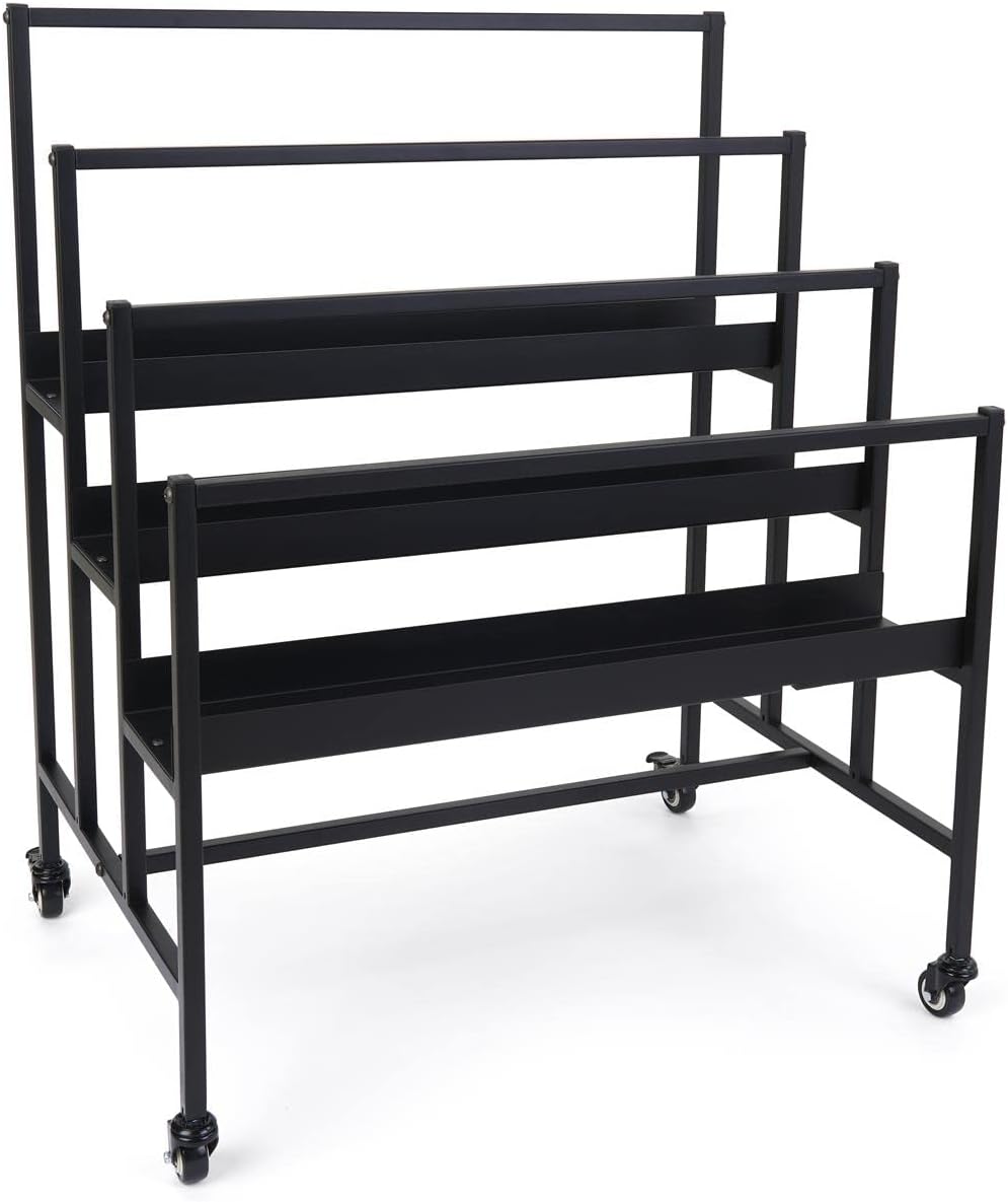 Displays2go Canvas Art Racks, Three Tiered w/Wheels, Holds (75) 24" x 36" Prints - Black (ADRACK3TR)