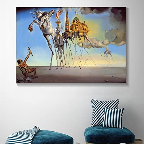 Oujjg The Temptation Of St. Anthony By Salvador Dali Canvas Art Poster And Wall Art Picture Print Modern Family Bedroom Decor Posters 16X24Inch(40X60Cm) #TOP4