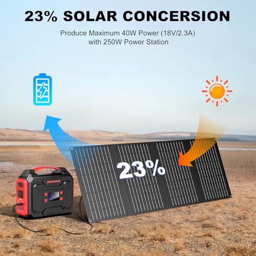 Solar Generator 300W, Portable Power Station with 40W Foldable Solar Panel, Big Power Bank with AC Outlet, Multi-Port with LED Flashlights for CPAP Home Outdoor Camping Hurricane Emergency - Image 6