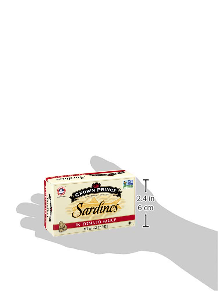 Crown Prince Sardines in Tomato Sauce, 4.25-Ounce Cans (Pack of 12)