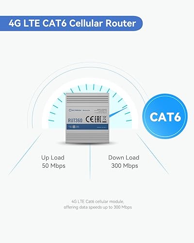 Miniatura 3 de Teltonika RUT360100100 - Router celular industrial 4G LTE Cat6, enrutador Wi-Fi 4G LTE con DIDO, VPN avanzada, certificado por VerizonAT&TT-Mobile