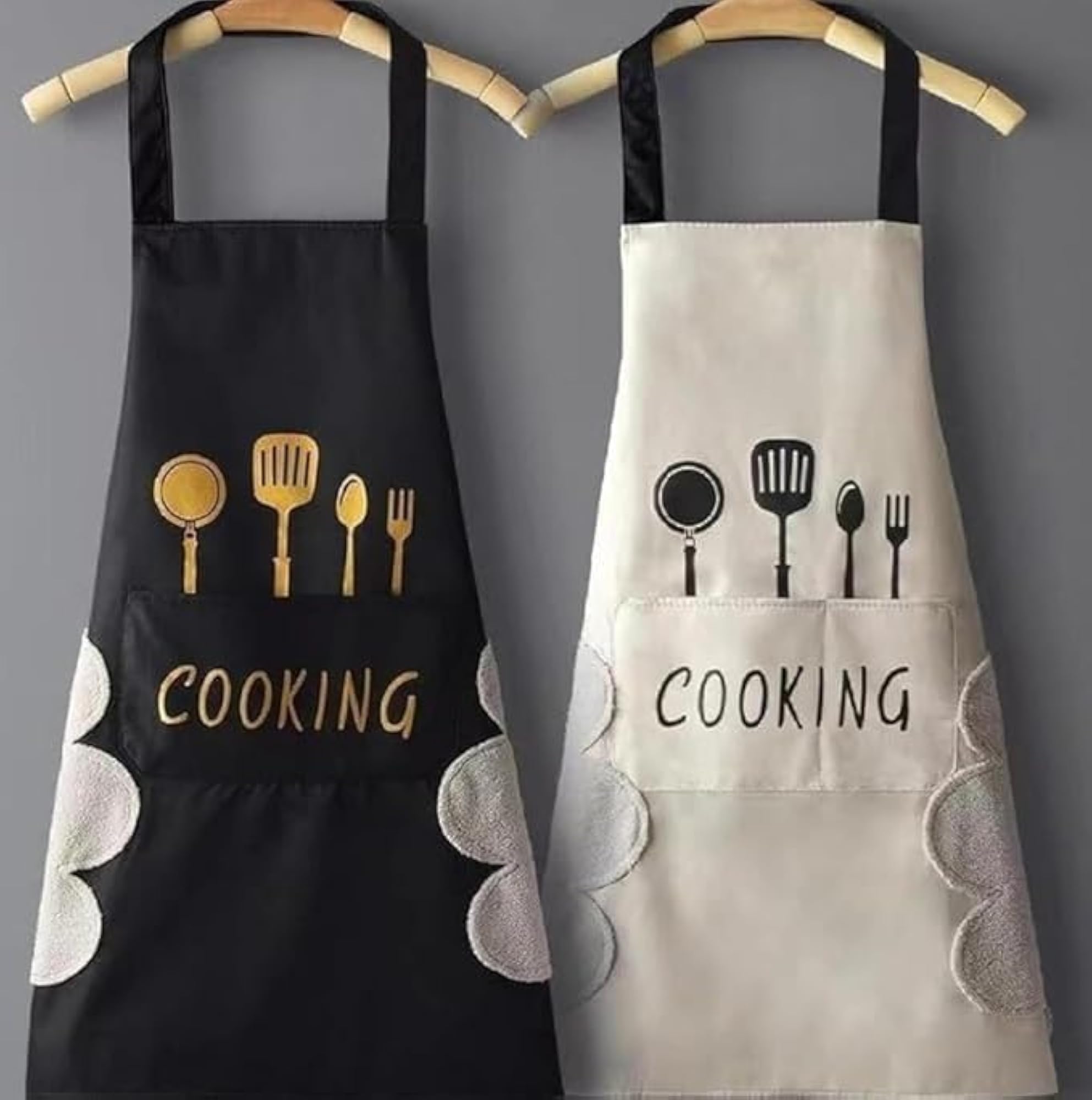 2 Pack Waterproof Kitchen Apron for Women with Front Pocket