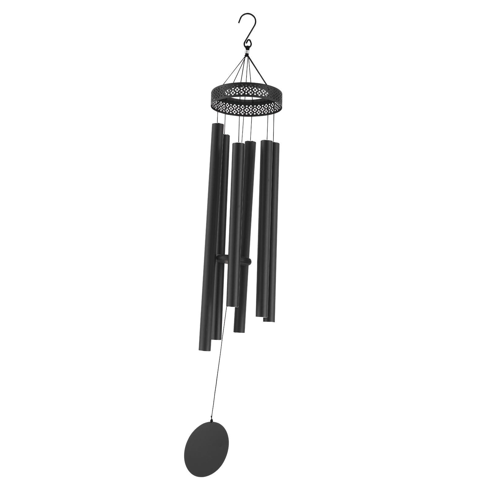 VEVOR Windspiel, 58 Zoll, Windspiel mit tiefem Ton und 6 Röhren, einzigartiges großes Gedenk-Windspiel zum Jahrestag, tolle Außendekoration für Terrasse, Veranda, Garten und Hinterhof, schwarz