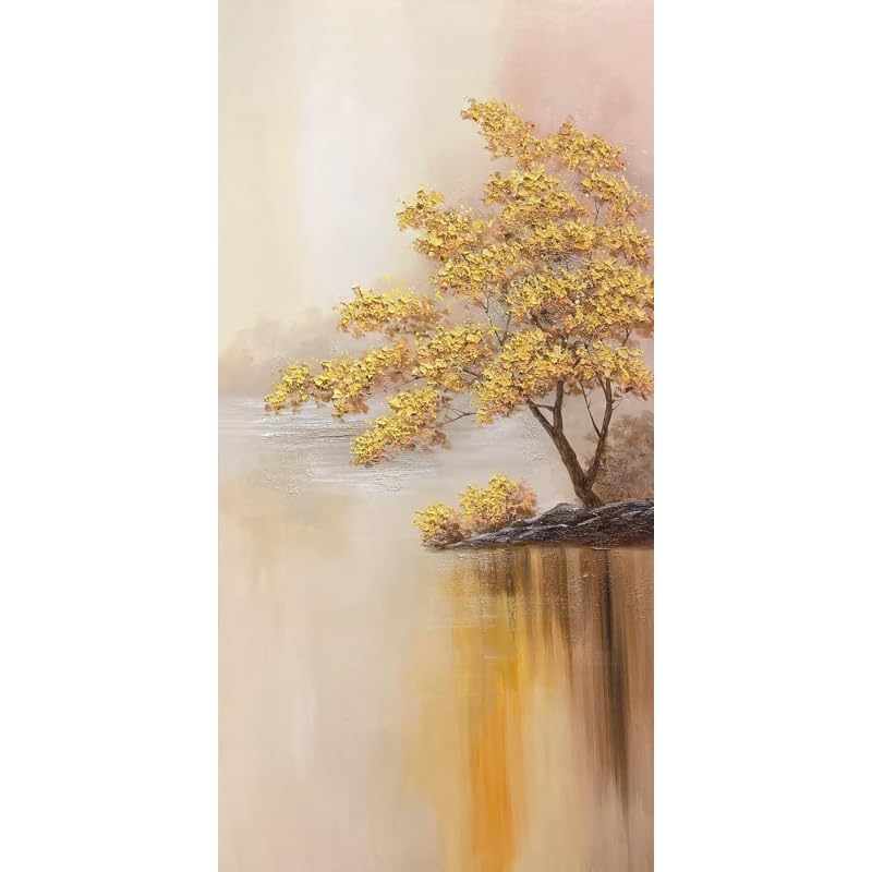 Paysage abstrait arbres et rivière peinture à l'huile pour salon moderne