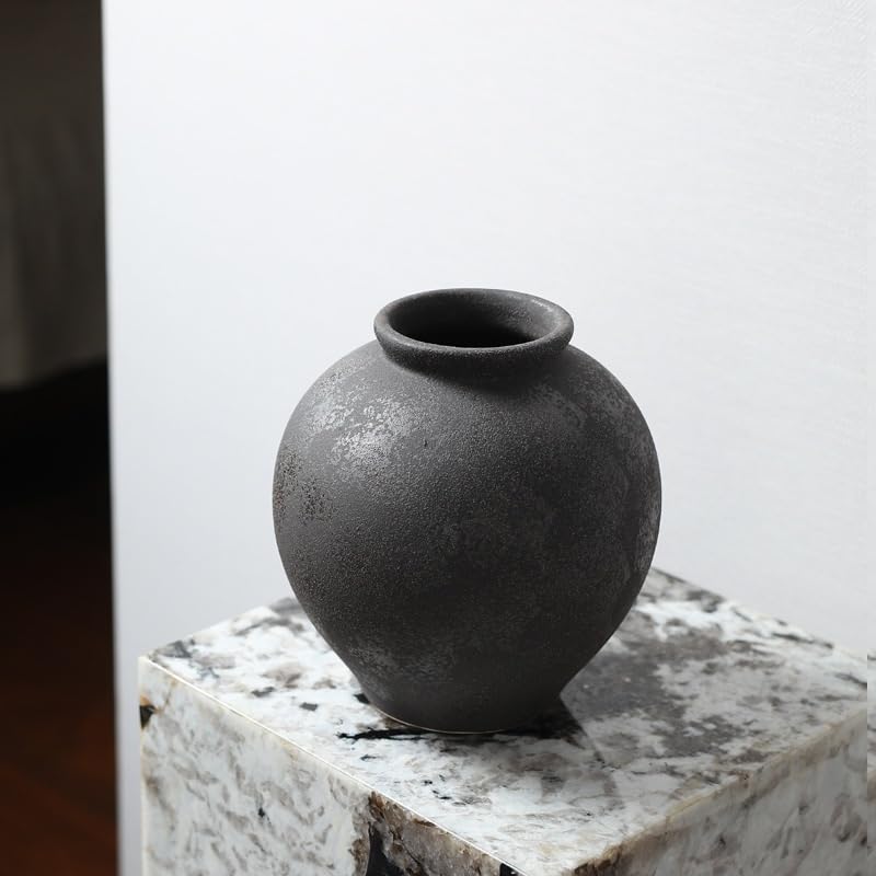 Vaso in Ceramica Nera Ornamenti Soggiorno Ingresso B& Modello Camera Desktop Art da Fiori(S)